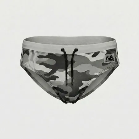 Grayscale Camouflage Swim Slip